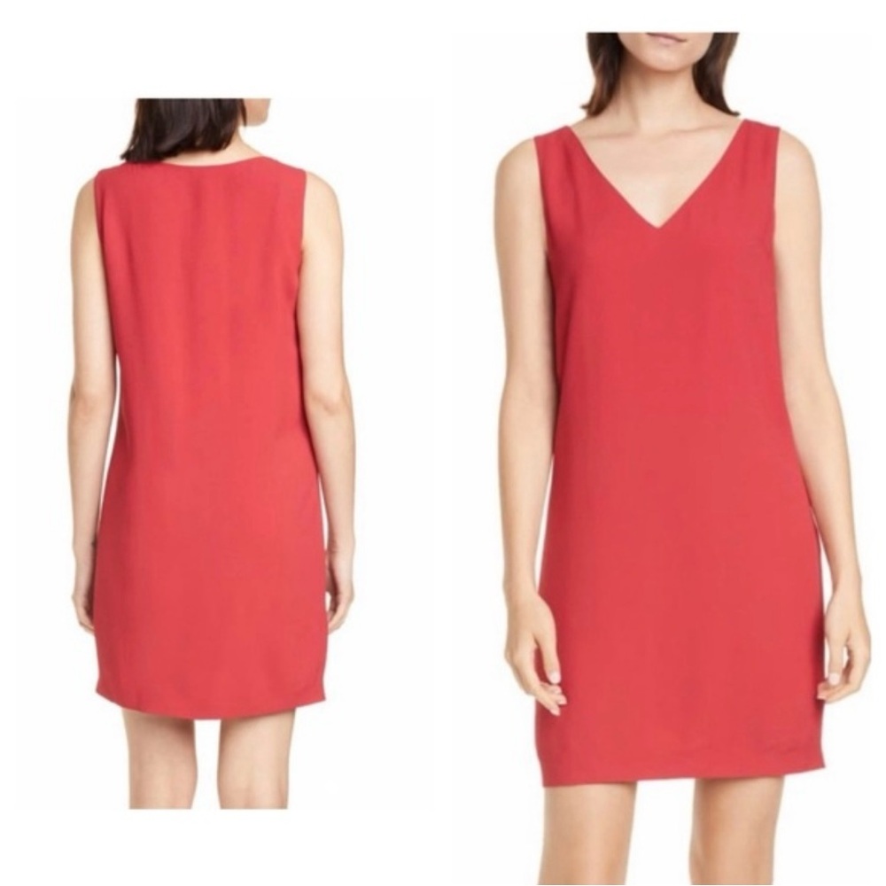 Theory NWT Red Sleeveless V-neck Shift Mini Dress